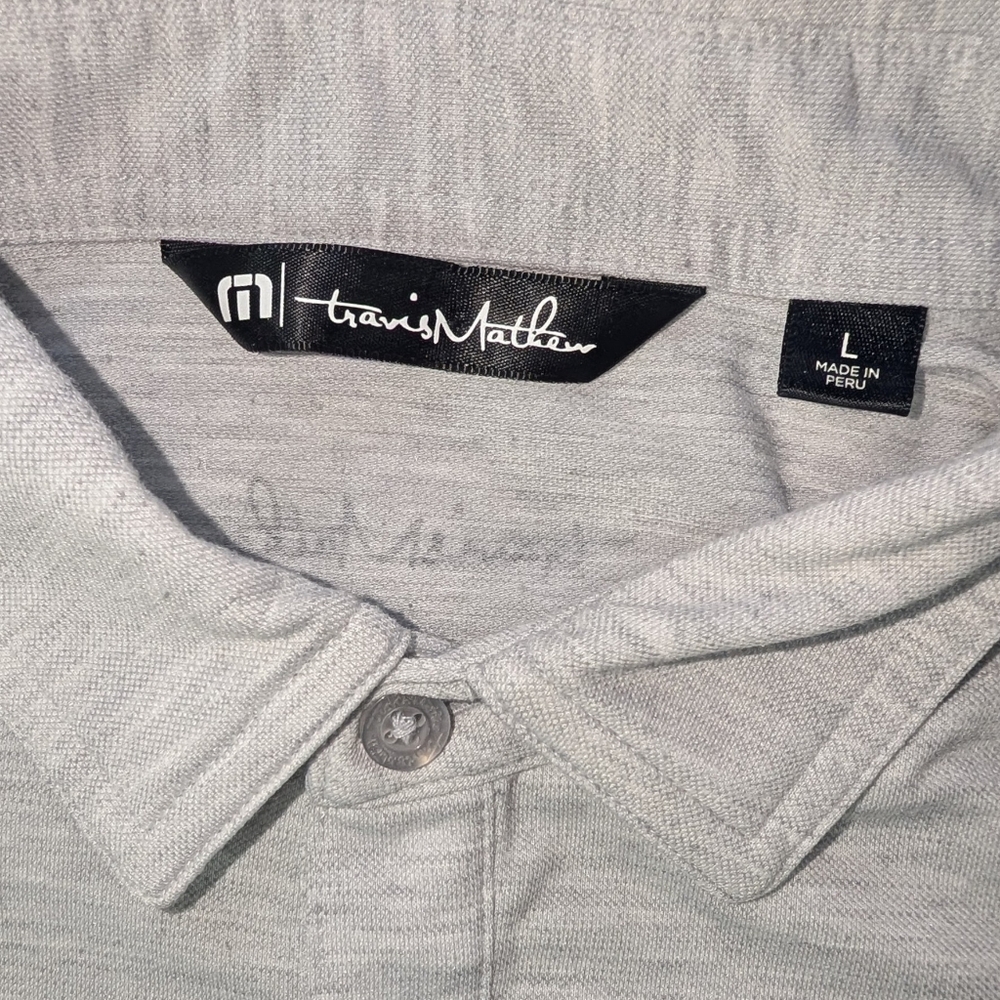 TravisMathew Men's Gray Performance Golf Polo | Stretch Activewear Large - Picture 2 of 6